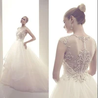 2016 new sexy white vestido de noiva fashionable romanti casamento beading pearls ball gown vintage wedding dresses bridal gown