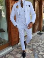 mens suits blazers jacketpantsvest handsome white 3 piece groom tuxedos for wedding formal prom suit party evening blazer