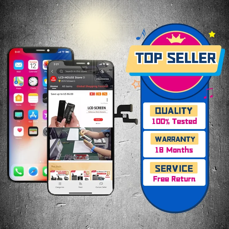 

AAA+++ OLED For iPhone X XR XS MAX 11 PRO LCD Screen Touch Digitizer Replacement Assembly Black Incell Display No Dead Pixel