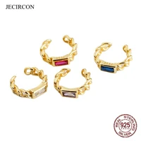 jecircon 925 sterling silver whitepurpledark bluerose red zircon clip earrings for women chain shaped earcuff non pierced