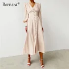 Женское платье-трапеция, до середины икры, с рукавами-фонариками, приталенным силуэтом, весна-осень 2021