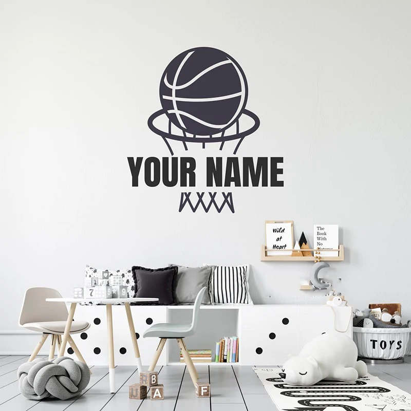 Настенная Виниловая наклейка для баскетбольной сетки с именем под заказ | Дом и