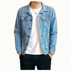 Мужская Потертая джинсовая куртка, синяя рваная джинсовая куртка, приталенная Повседневная куртка из хлопка, модель 4XL, весна