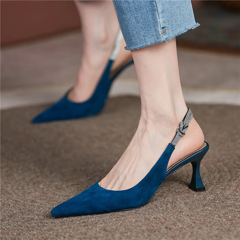 

Новинка лета 2021, модные простые женские сандалии, привлекательные удобные повседневные кожаные женские туфли ручной работы на высоком кабл...