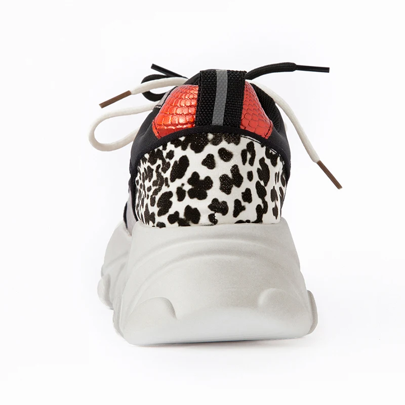 Кроссовки столбики с закругленным носком леопардовые черные серые из