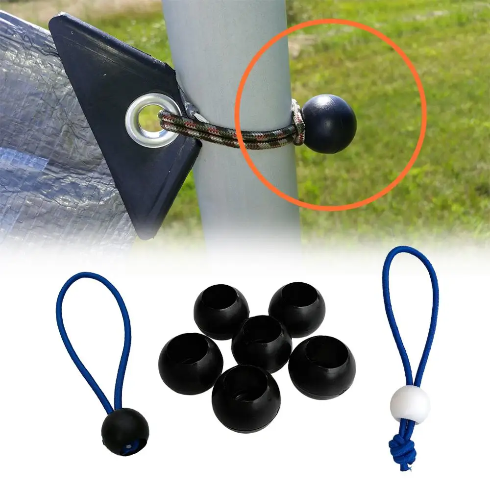 

6pcs Marine Boat Elastic Shock Cord Rope Toggle Round Ball End Lock Stopper Kayak Canoe Raft Camping Tent Ball Bungee Accessory