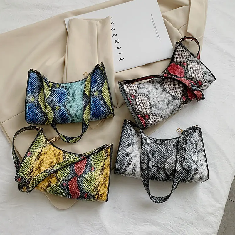 

Fashion Serpentine Pattern Ladies Underarm Bag Soft PU Leather Women Shoulder Bags Simple Portable Female Handbags Phone Pouch
