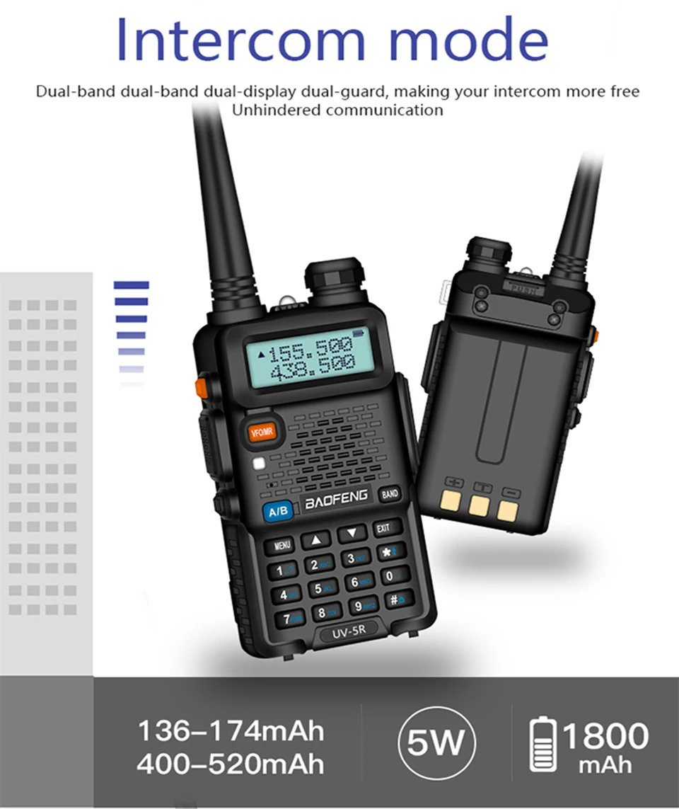 2 шт. Baofeng BF-UV5R двухдиапазонное двухстороннее радио Любительское радио портативная рация Pofung UV-5R 5 Вт VHF/UHF радио UV 5r CB радио