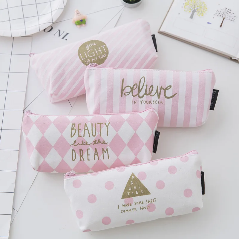 

Новый розовый студенческий Чехол-карандаш на молнии, чехол для карандашей, креативная сумка для канцелярских принадлежностей
