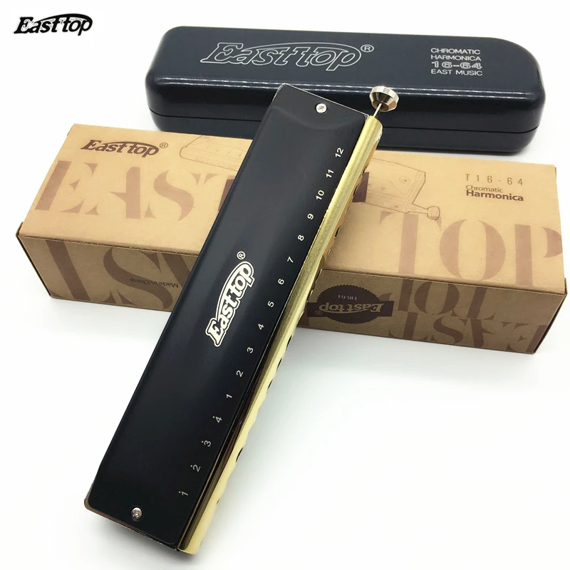 

Easttop Professional 16 Hole Chromatic Harmonica ABS Comb Black Cover Harp Musical Instruments C Key Metal Mouth Organ