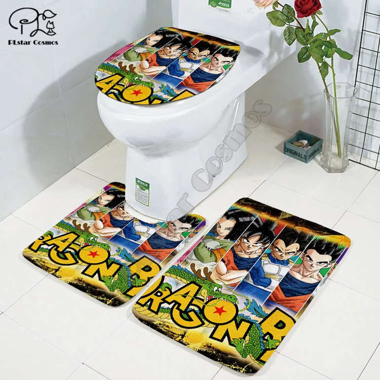anime 3d printed bathroom pedestal rug lid toilet cover bath mat set drop shipping free global shipping