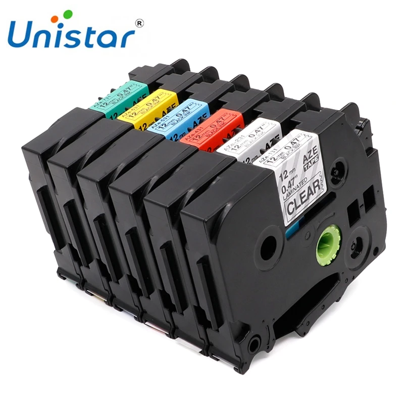 Unistar 6 шт TZe-231 12 мм совместимый для Brother P-touch ленты TZe131 TZe231 TZe431 TZe531 TZe631 комбинированный принтер Label Maker