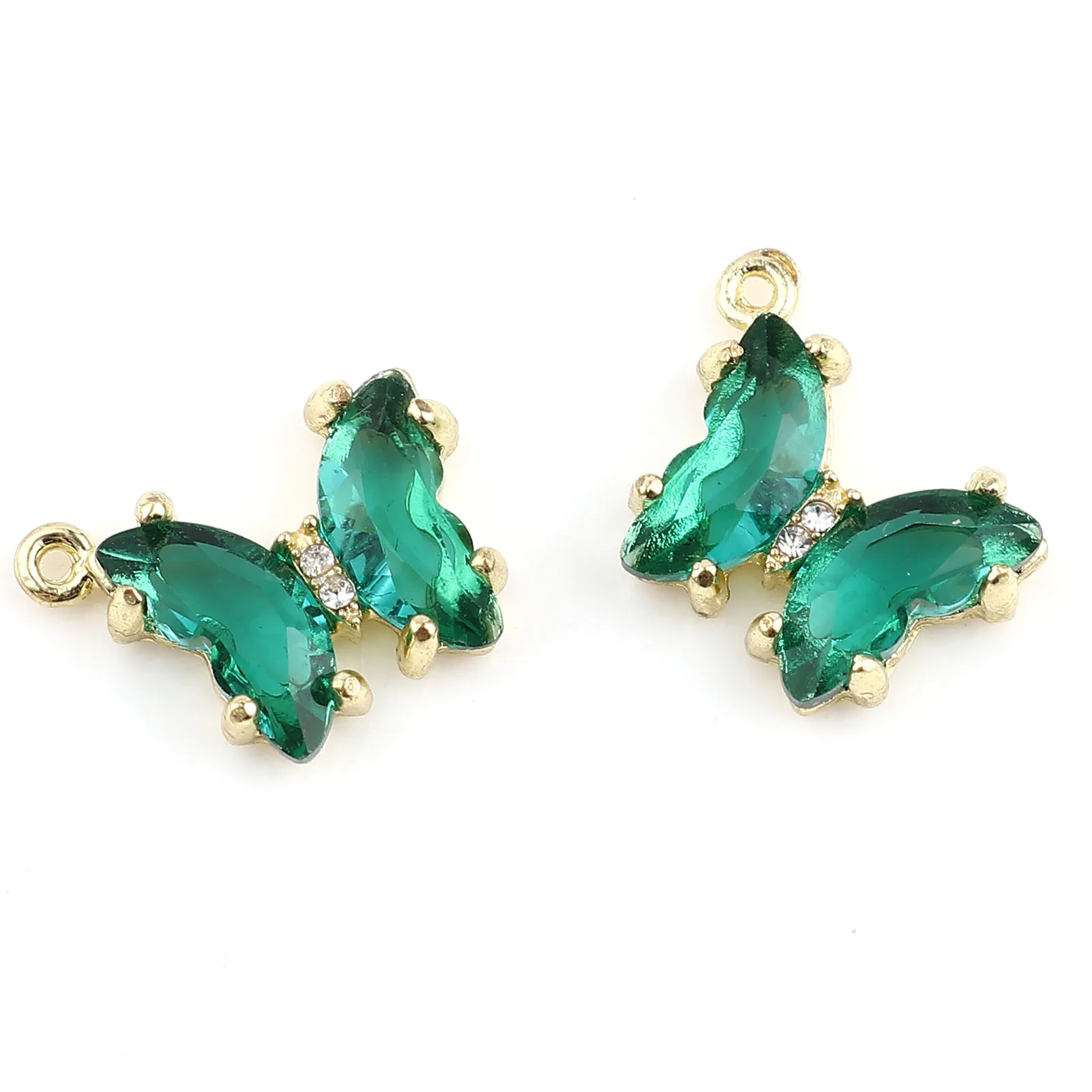 

Sweet Acrylic Charms Butterfly Animal Gold Color Metal Green Rhinestone Pendants DIY Making Earrings Jewelry 18mm x 14mm,5PCs