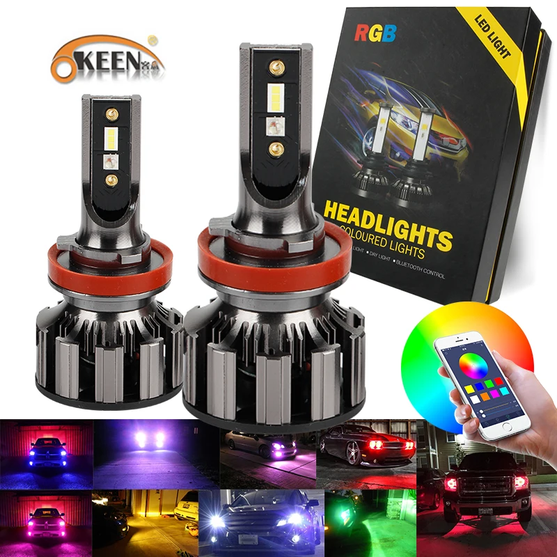 Светодиодные лампы OKEEN H4 H7 светодиодные RGB для фар всех автомобилей супер яркие 7600