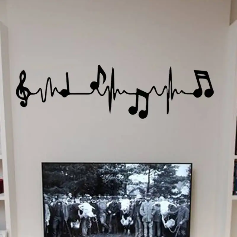 WJWY креативная Наклейка на стену с изображением фортепианных нот виниловые