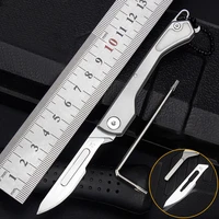 folding knife multi functional emergency medical scalpel edc titanium alloy portable outdoor rescue tool knives bottle opener