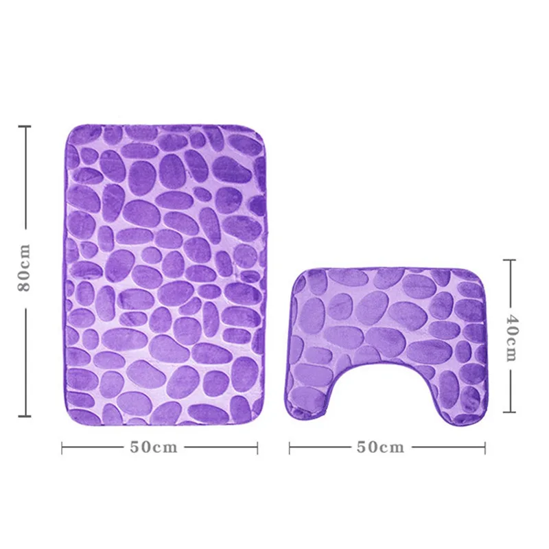 2 шт./компл. флисовый Набор ковриков для ванной 3D булыжник ковер туалет коврик