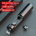 Беспроводные наушники, Bluetooth-гарнитура TWS, выдвижная стерео гарнитура с микрофоном, металлическая Матовая Сенсорная музыка с зарядным устройством, микрофон