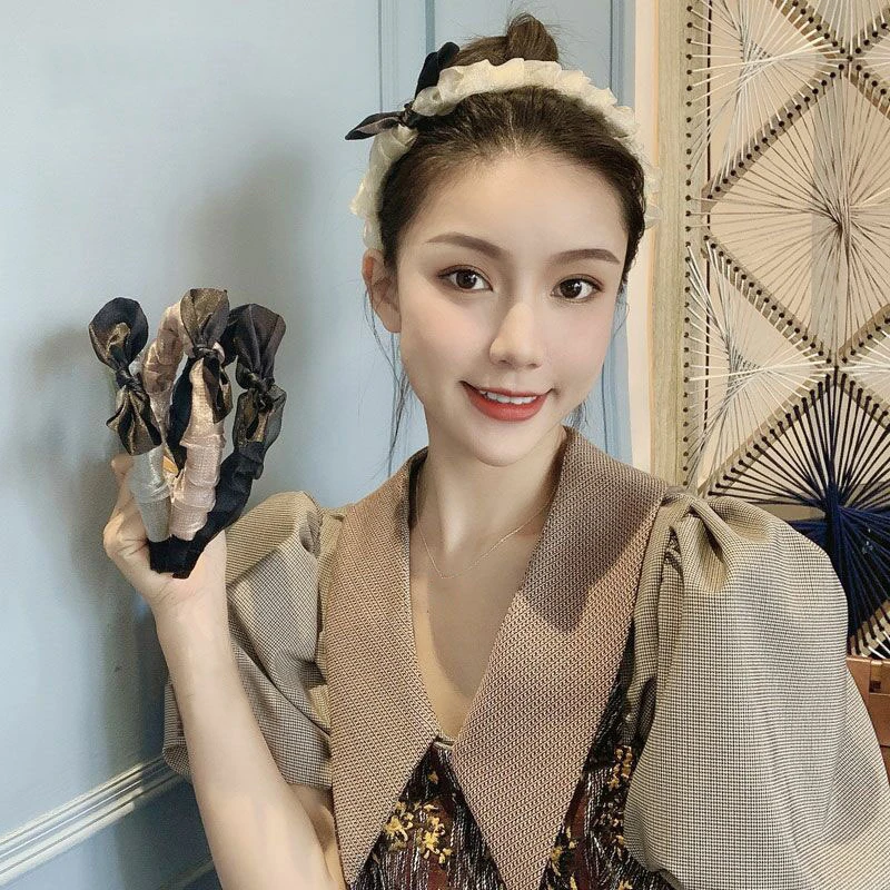 Модная женская сетчатая лента для волос из органзы нескользящая повязка на