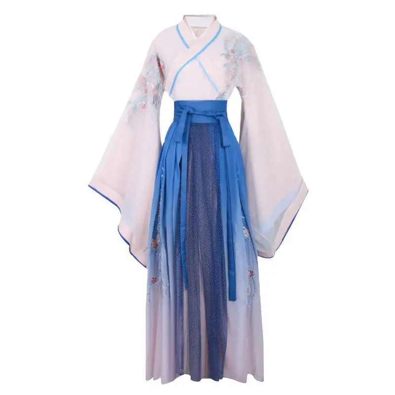 

Ancient Gradual Elegant Hanfu Women Long Traditional Mesh Tang Suit Embroidery Flower Lady Chinese Style Performance Clothing