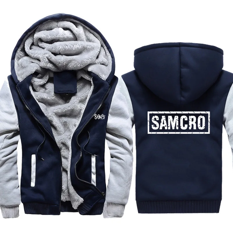 

SOA Sons of Anarchy Hoodies Mens Winter fleece Thicken Warm Camouflage coat zipper Sweatshirt SAMCRO Mens Hoodies Jacket