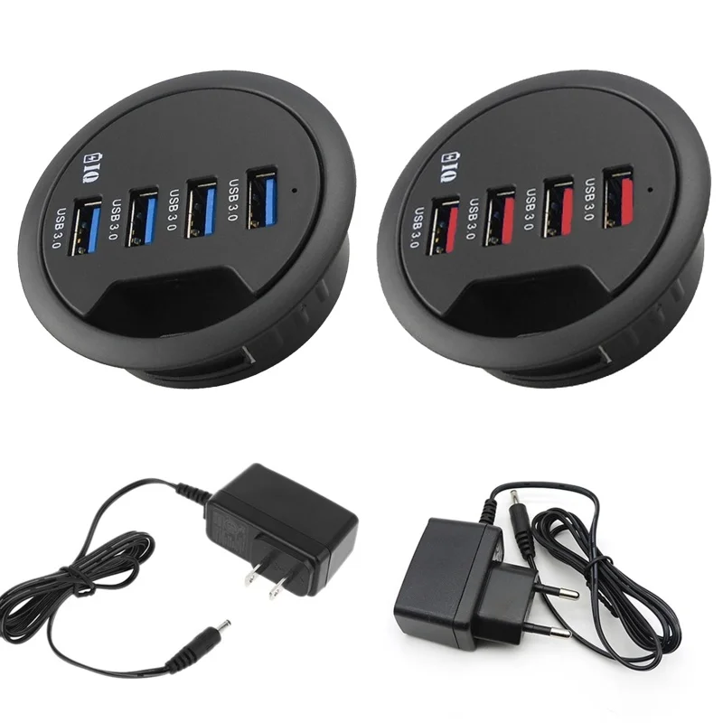 

Eu Us Power Adapter Montage In-Desk 4 Poorts Usb 3.0 Hub Multi Splitter Voor Pc Desktop Computer Laptop muis Toetsenbord