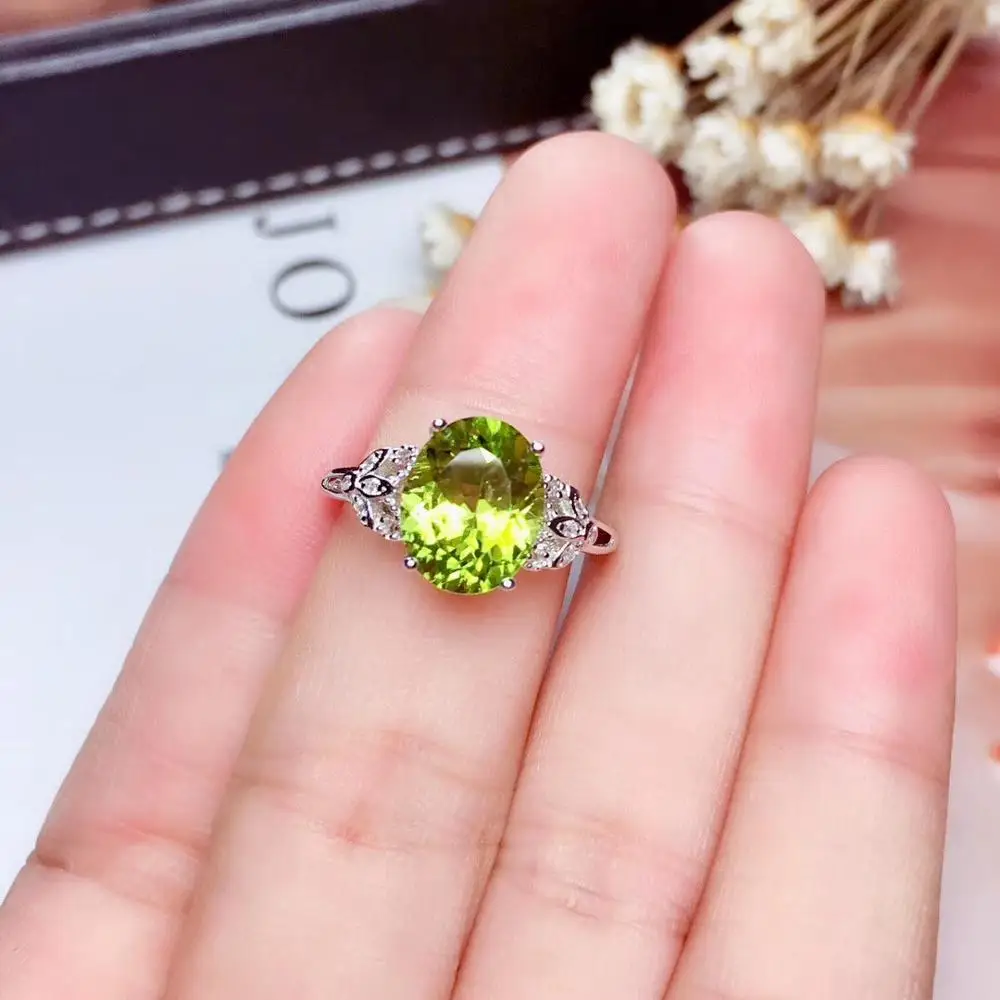 

Natural And Real Peridot ring Natural peridot ring 925 sterling silver Wholesale Fine jewelry Gemstone 8*10mm