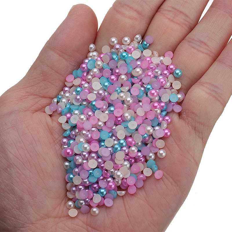 3000 шт. разноцветные полукруглые бусины 4 мм имитация жемчуга плоская задняя часть