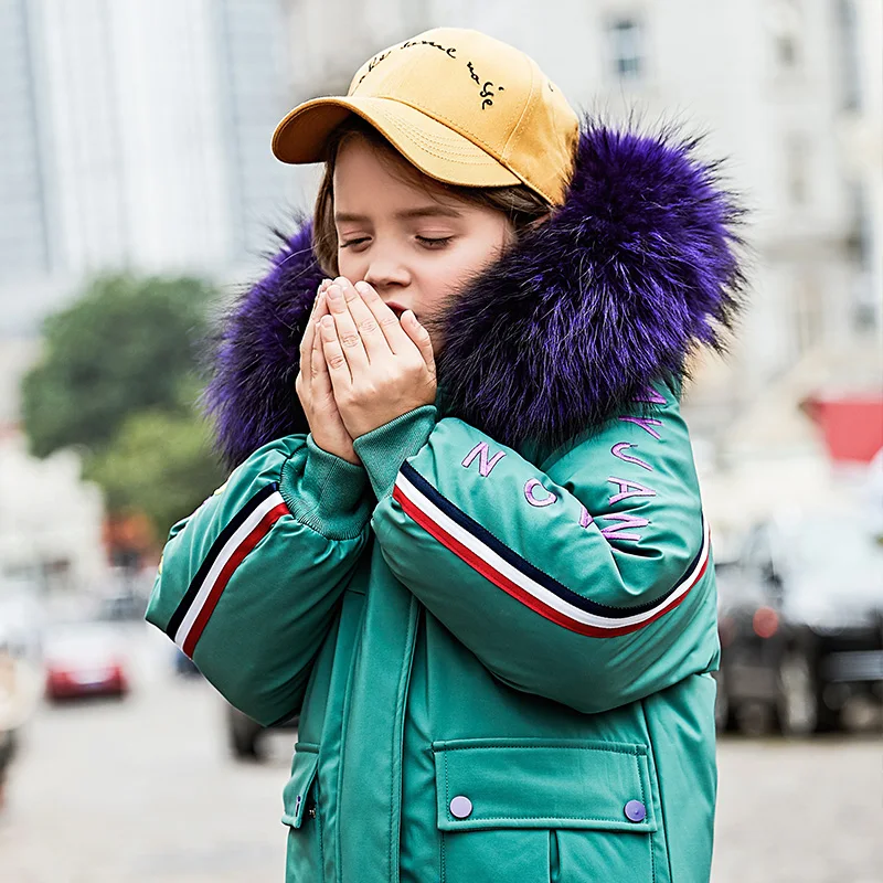 2019 двусторонний дизайн детские пуховики толстые теплые парки на утином пуху для