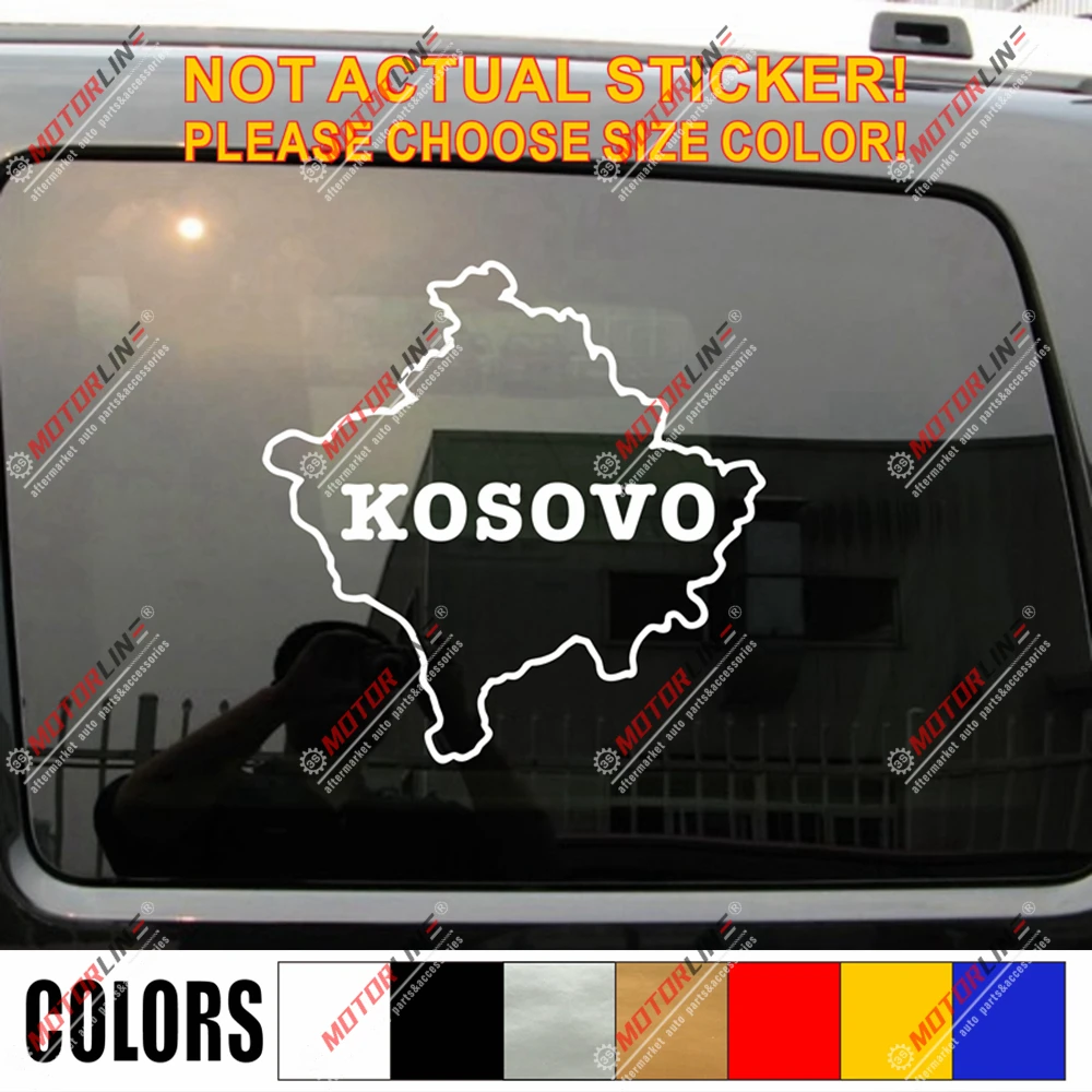 

Kosovo Map lettering Decal Sticker Car Vinyl pick size color no bkgrd die cut