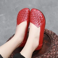 plain red plaited shoes woman flats genuine leather moccasins womens braids shoes designer loafers ladies comfy driving shoes