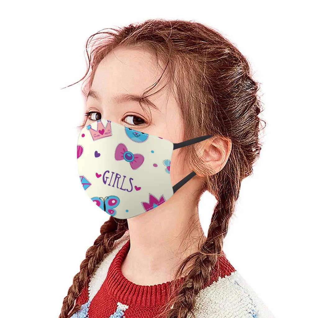 

5PCS Children's Washable Adjustable Breathable Cartoon Printed Cotton Face Mask