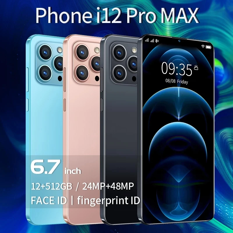 

[World Premiere] I12 Pro Max 6.7 Inch Smartphone Android10 16G+512G HD Screen 5G Cellphone Face ID 5800mAh Dual SIM Mobile Phone