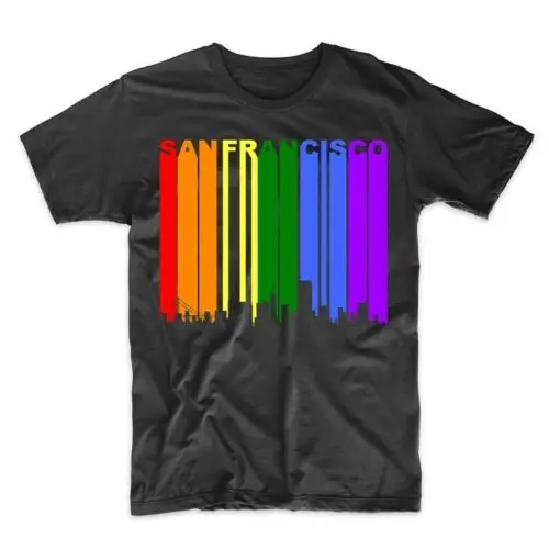 

San Francisco California Downtown Rainbow Skyline Lgbt Gay Pride T-Shirt 2019 Fashion Unisex Tee