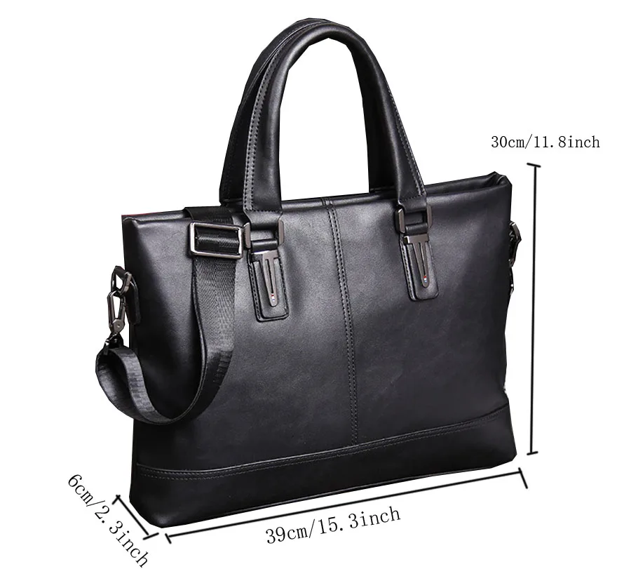 Модный мужской кожаный портфель 15 дюймов деловая сумка через плечо толстая