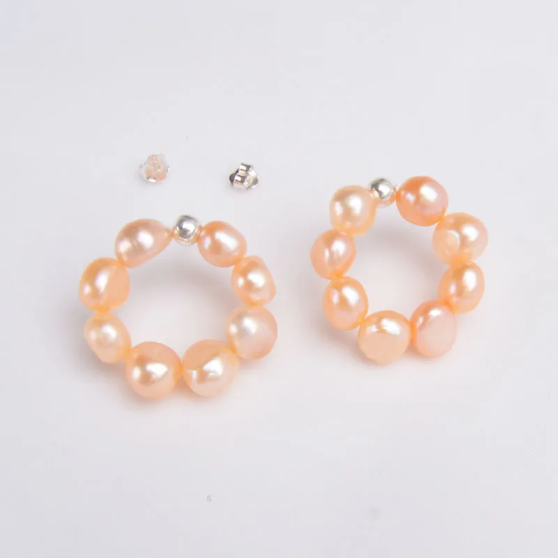 Женские серьги гвоздики с натуральным пресноводным жемчугом ASHIQI ювелирные