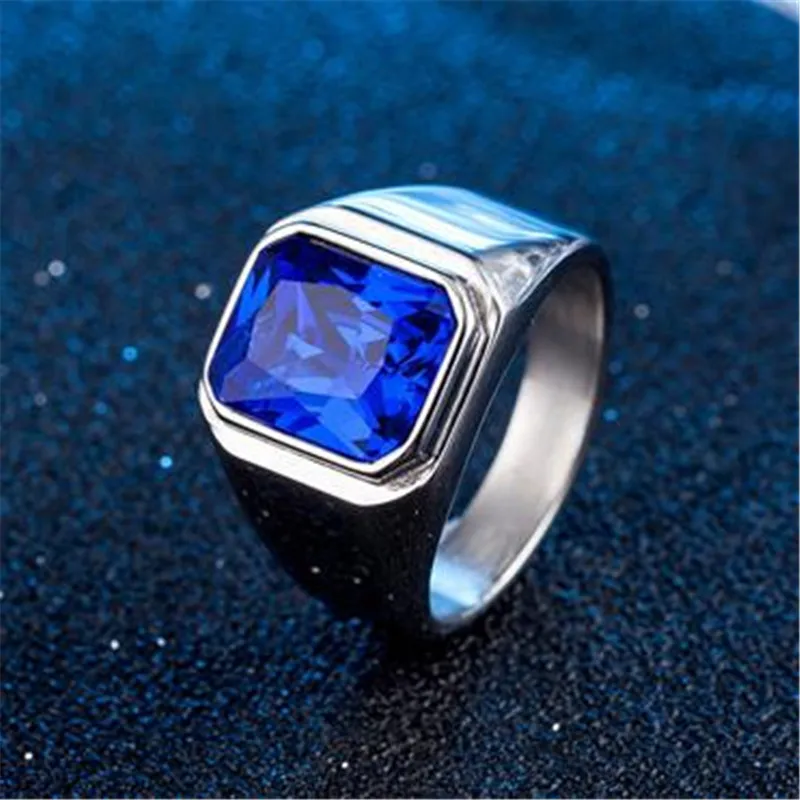 Новое кольцо с черным фианитом в стиле хип хоп красного и синего цвета для женщин