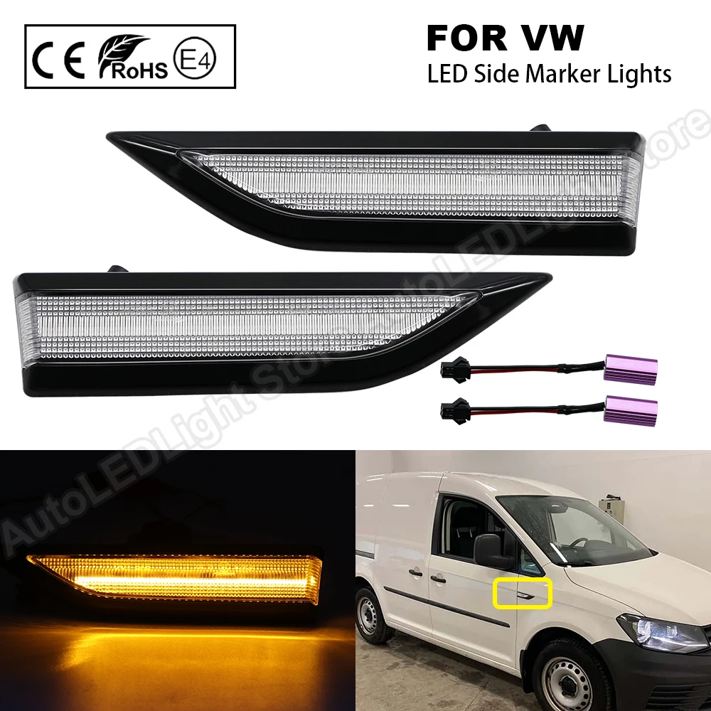 

2 шт. дым/прозрачный Canbus светодиодный, боковой, габаритный фонарь Поворотная сигнальная лампа мигалка ретранслятор сигнала для VW Caddy 2015 2016 2017...