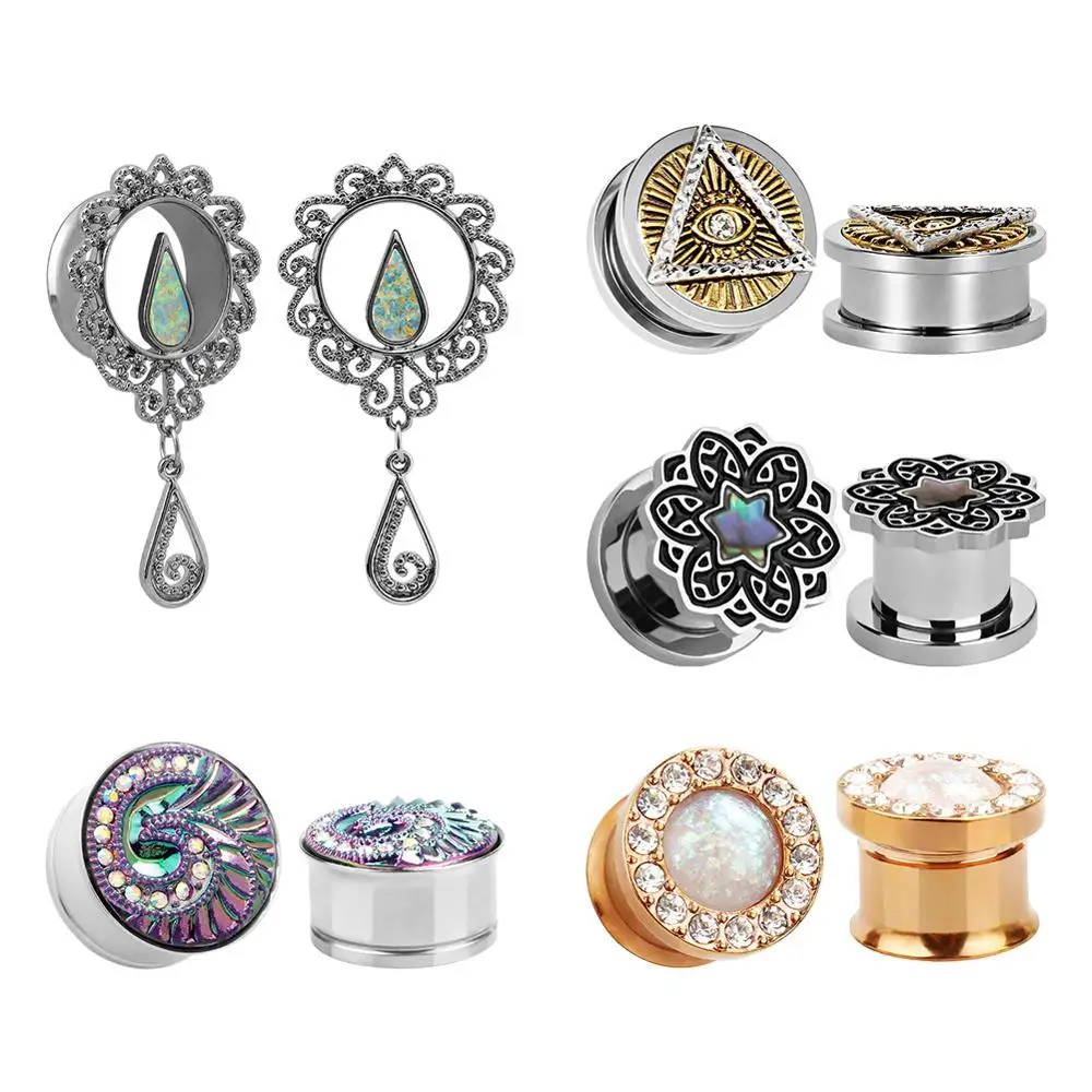 Большая распродажа винтажных туннелей для прокола ушей из нержавеющей стали 316L, расширители ювелирных изделий для тела, фабричный выход, пара продается.