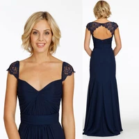navy blue sexy backless lace long bridesmaid dresses vestido de festa longo party dresses robe demoiselle dhonneur 2015 mk 947