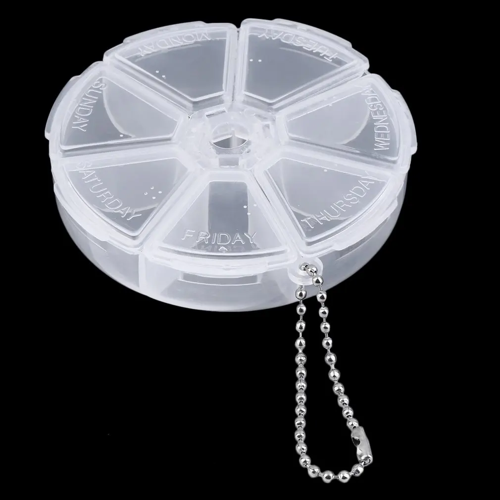Plastic 7 Slots Round Daily Weekly Days Tablet Pill Medicine Holder Organizer Craft Beads Jewelry Storage Box Case | Красота и