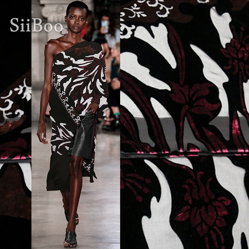 Женская бархатная ткань Siiboo из чистого натурального шелка с выгоревшим узором