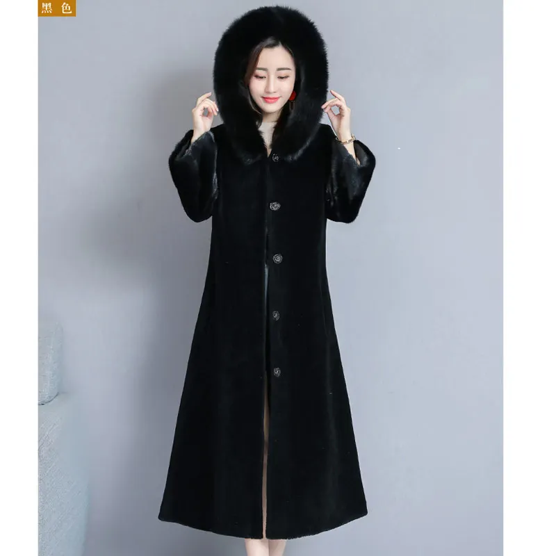 Женское длинное пальто Leiouna зимнее тонкое из лисьего меха с овчиной 2020 | Женская