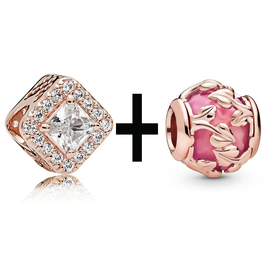 

Buipoey White Round Crystal Beads Rose Gold Clip Charm Fit Original Girls Bracelets & Necklace Diy Women Jewelry Accessories