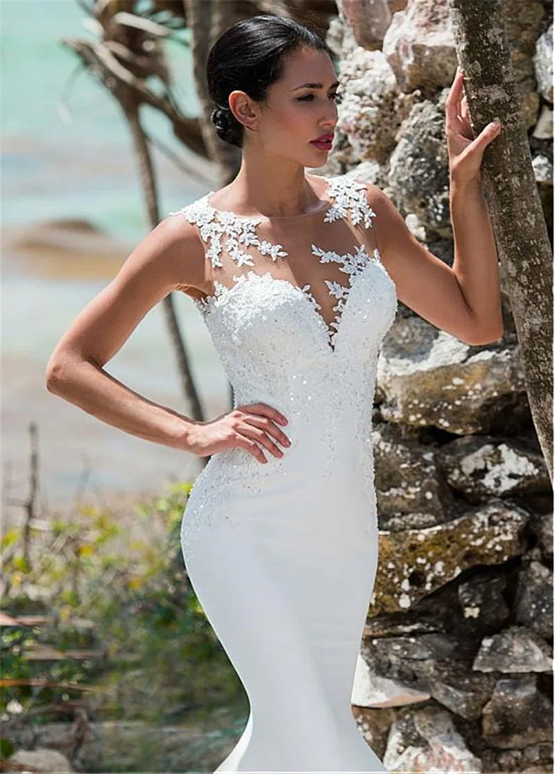 Vestido Novia свадебное платье русалки с открытой спиной 2020 белые цвета слоновой кости