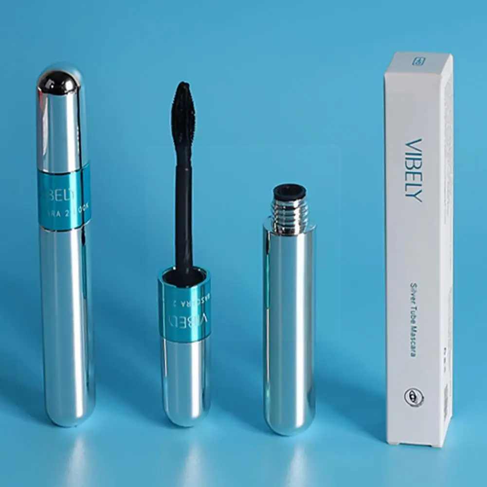 

2 In 1 False Eyelashes 4d Silk Fiber Rimel Makeup Black Mascara Waterproof Volume Lengthening G1w3