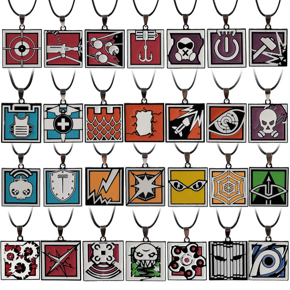 

Rainbow 6 Six Seige Operator Enamel Pendant necklace for Men Women GLAZ FUZE ASH THATCHER SMOKE Choker Necklace Party Jewelry
