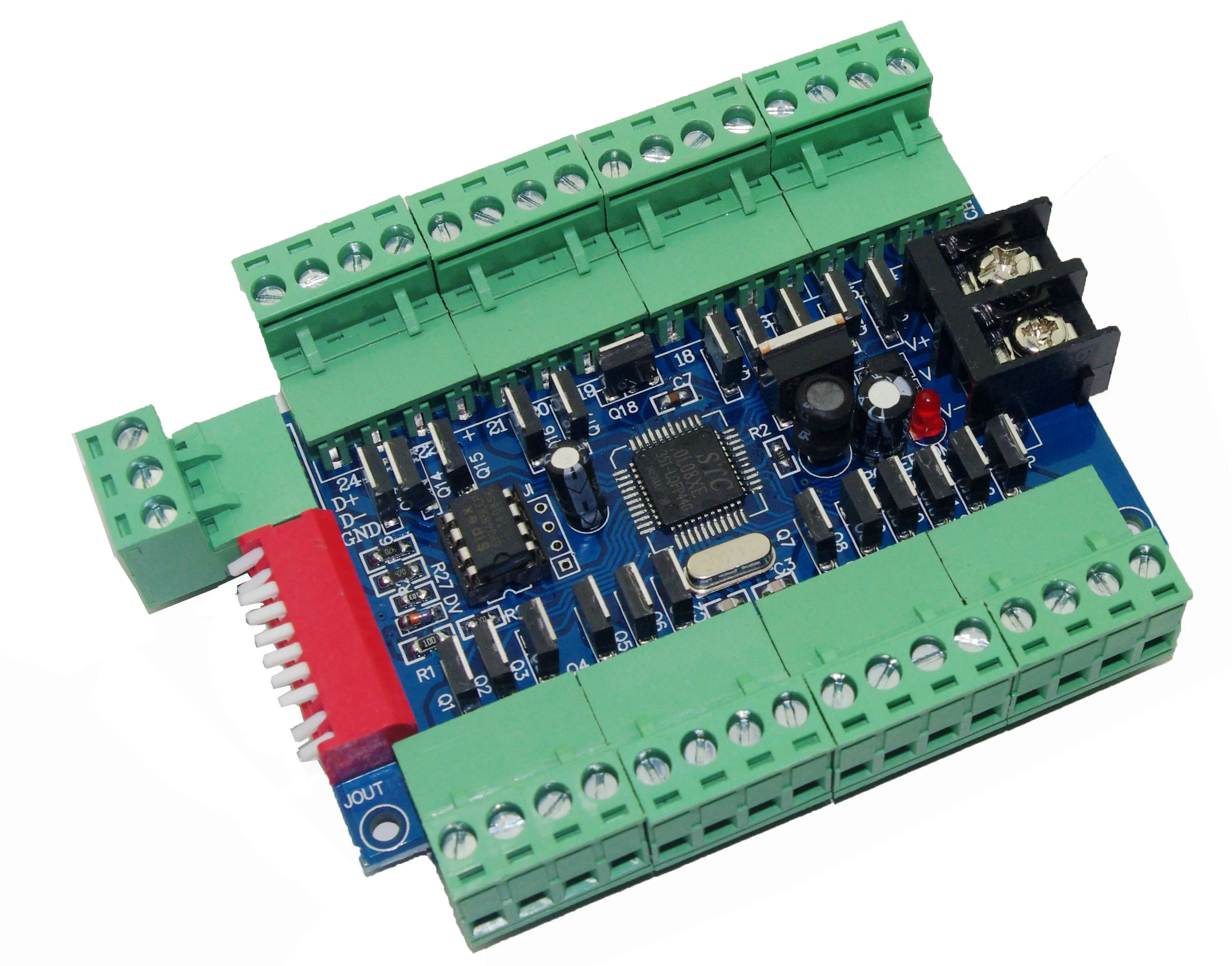 

24CH DMX CV декодер; DC12-24V вход; 18CH * 1A выход; Клеммные разъемы