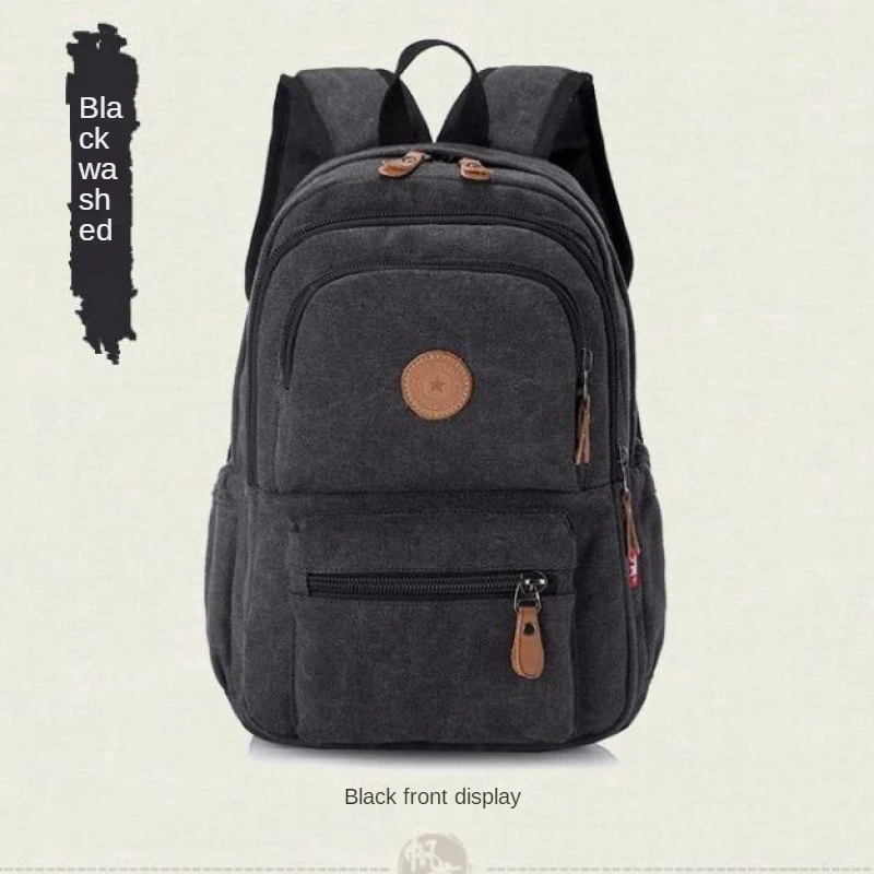 Thickening and Wear-Resistant Canvas Backpack Unisex Small and Medium Luggage Bag Denim Fabric Retro Student Schoolbag