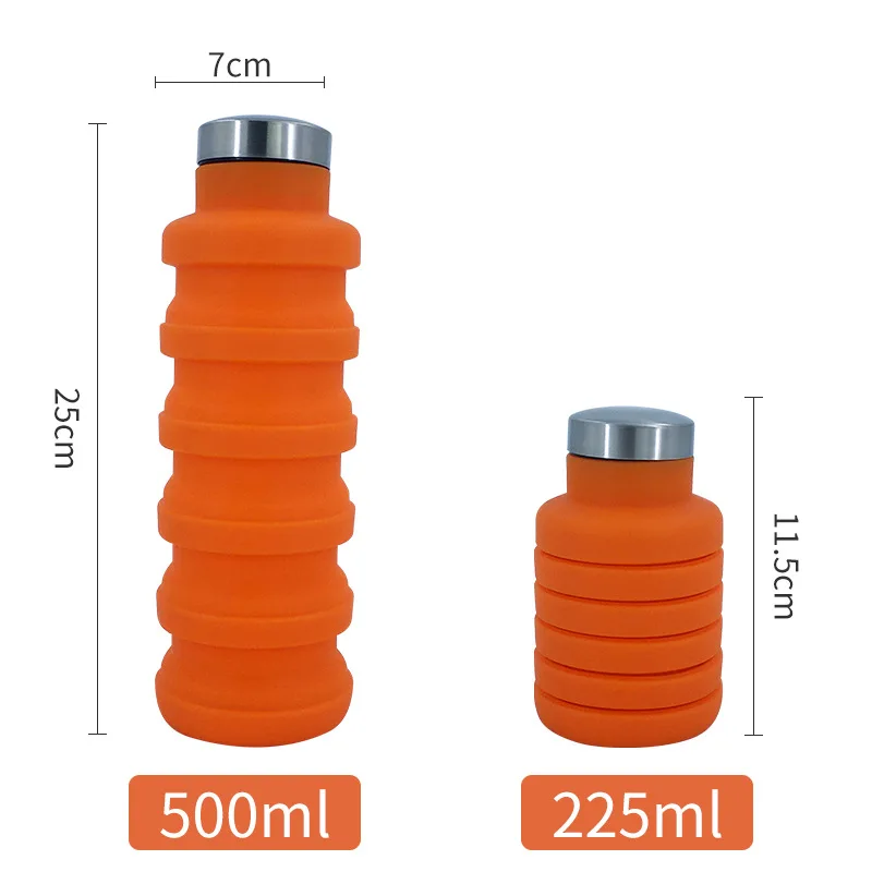 

500ml silicone telescopic water cup foldable water bottle sports leak-proof bottle outdoor travel hiking camping beverage bottle